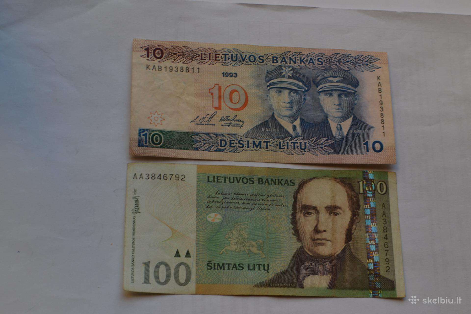 10 Litu 1993,100 litu2007 m.