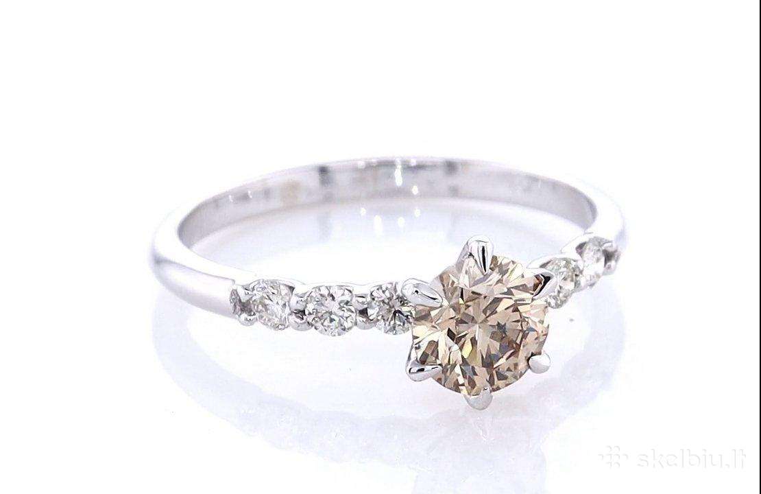 Natūralaus deimanto žiedas – 0,77 ct, 14k auksas