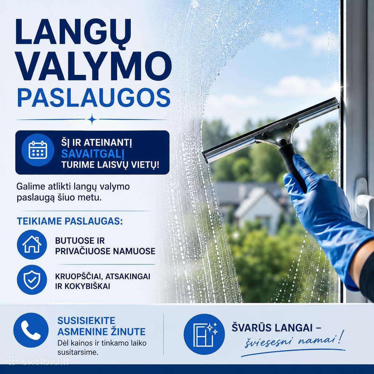 Langų valymas savaitgaliais