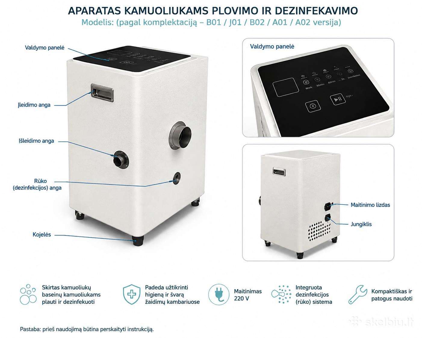 Kamuoliukų plovimo aparatas