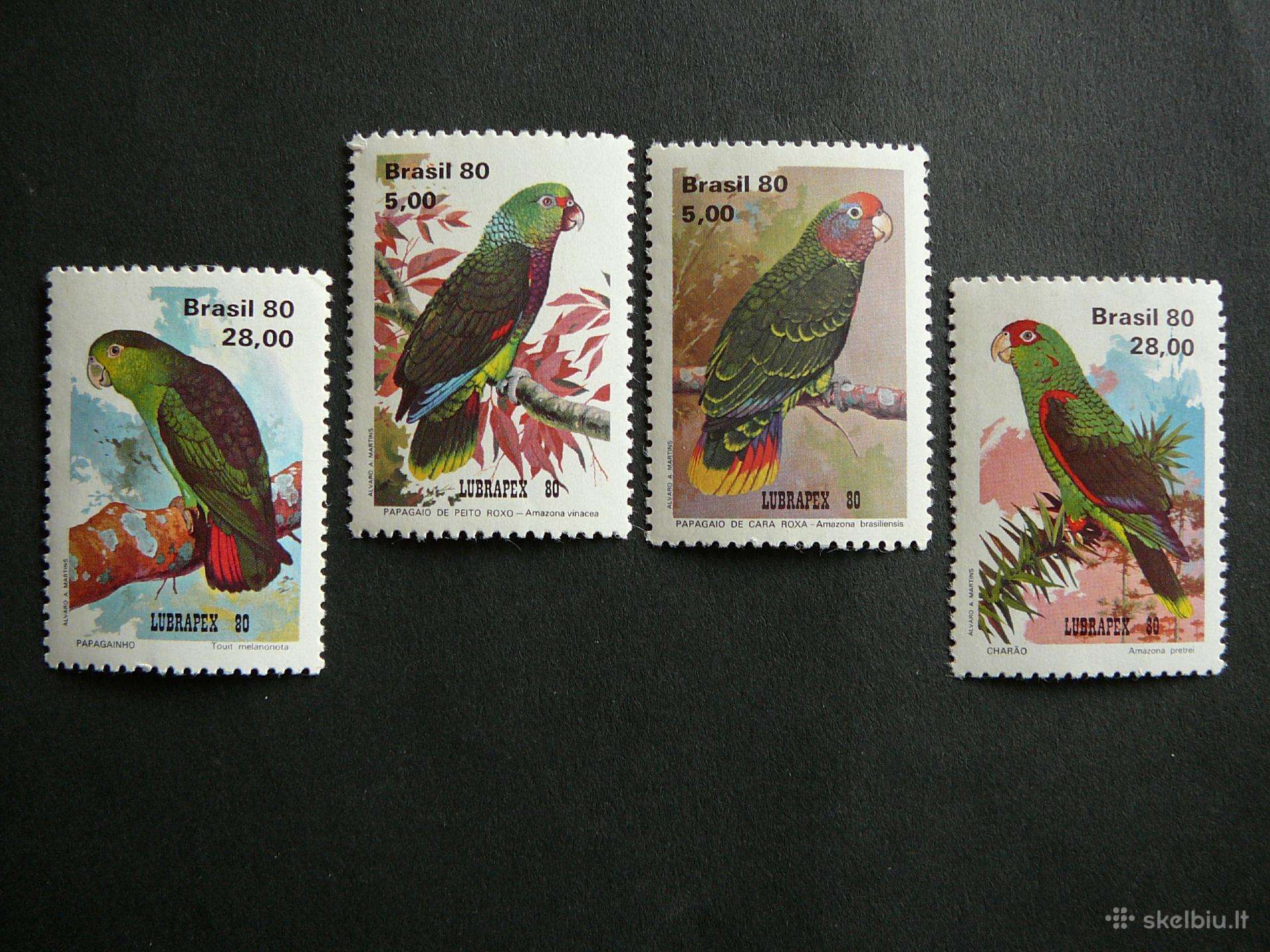 Papugos Pauksciai Brazilija 1980 svarus br251