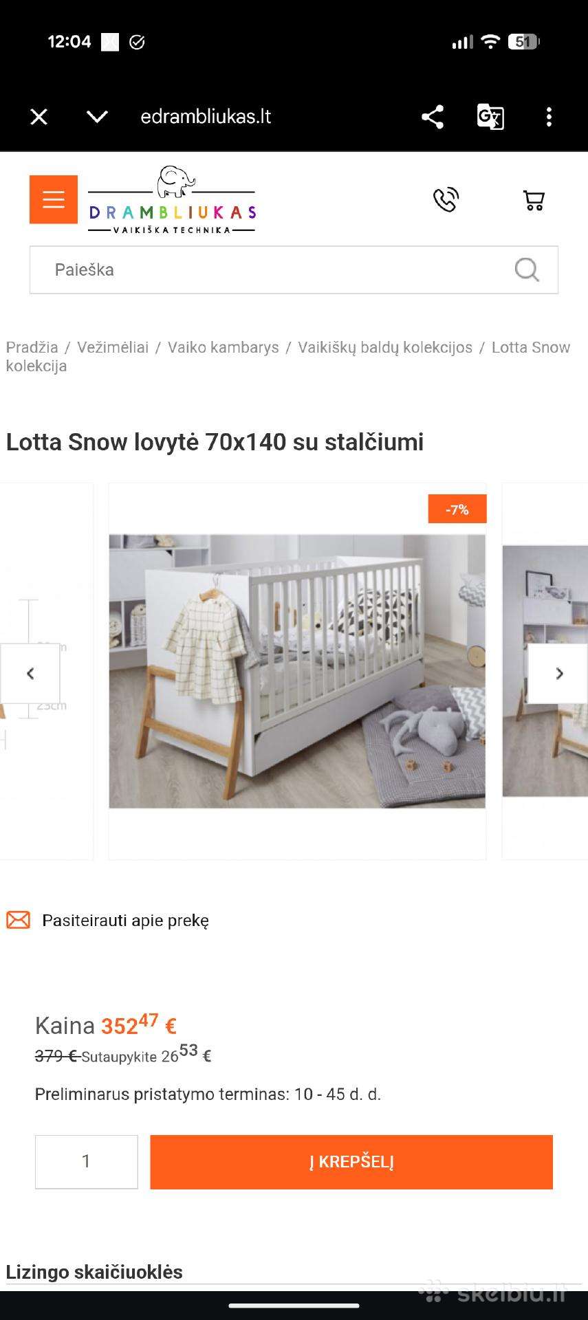 Lotta Snow vaikiška lova 70x1400