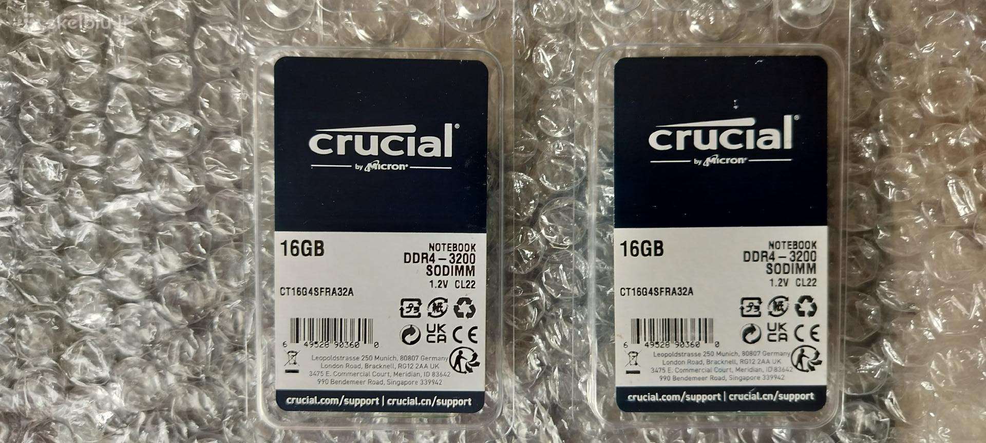 Nauji Crucial atminties moduliai 2x Ddr4 16gb