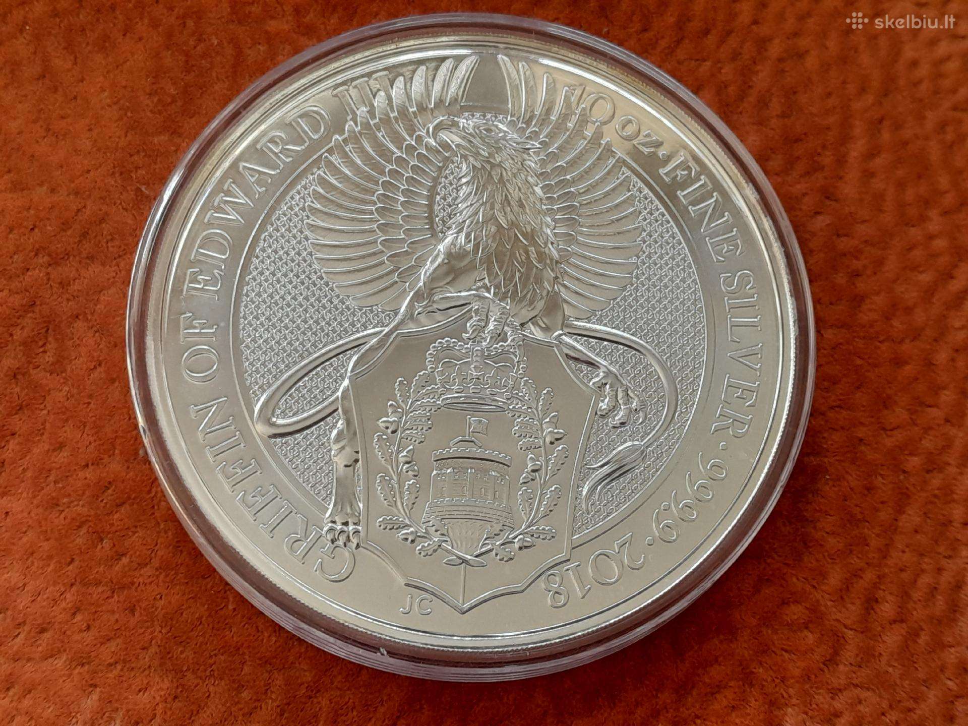 10 oz sidabrinė moneta queen's beasts griffin