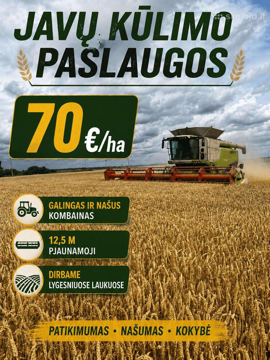Javu kulimo paslauga 70 eurų/ha