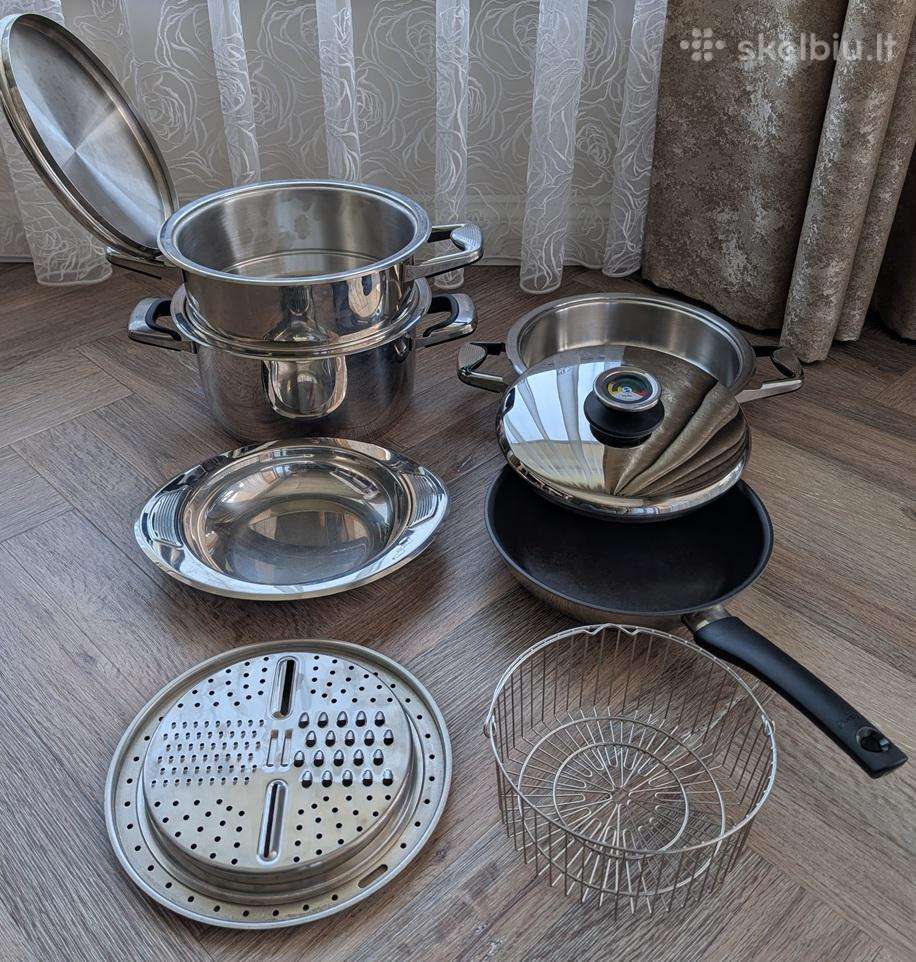 Bauer 5,6l puodas + Zepter 24cm keptuvė + priedai