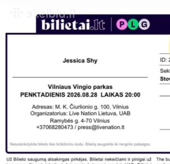 2 Bilietai 28d. Jessica Shy koncertą Skubiai!