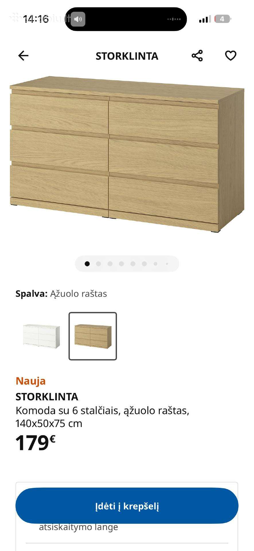 Storklinta Ikea 6 stalčių