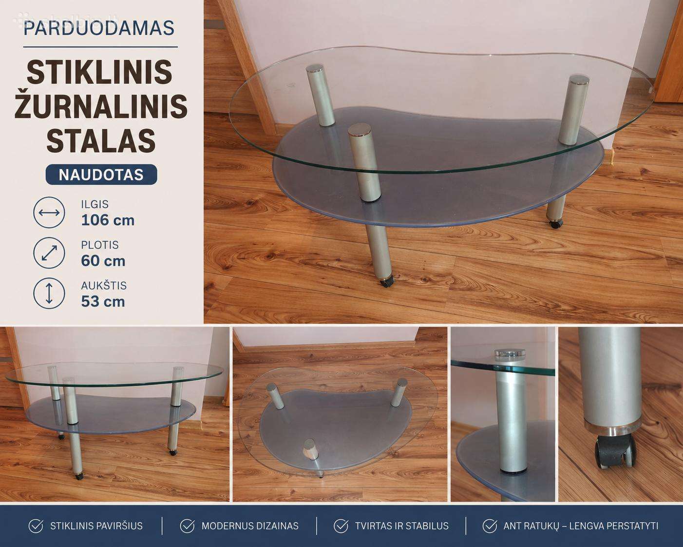 Stiklinis staliukas