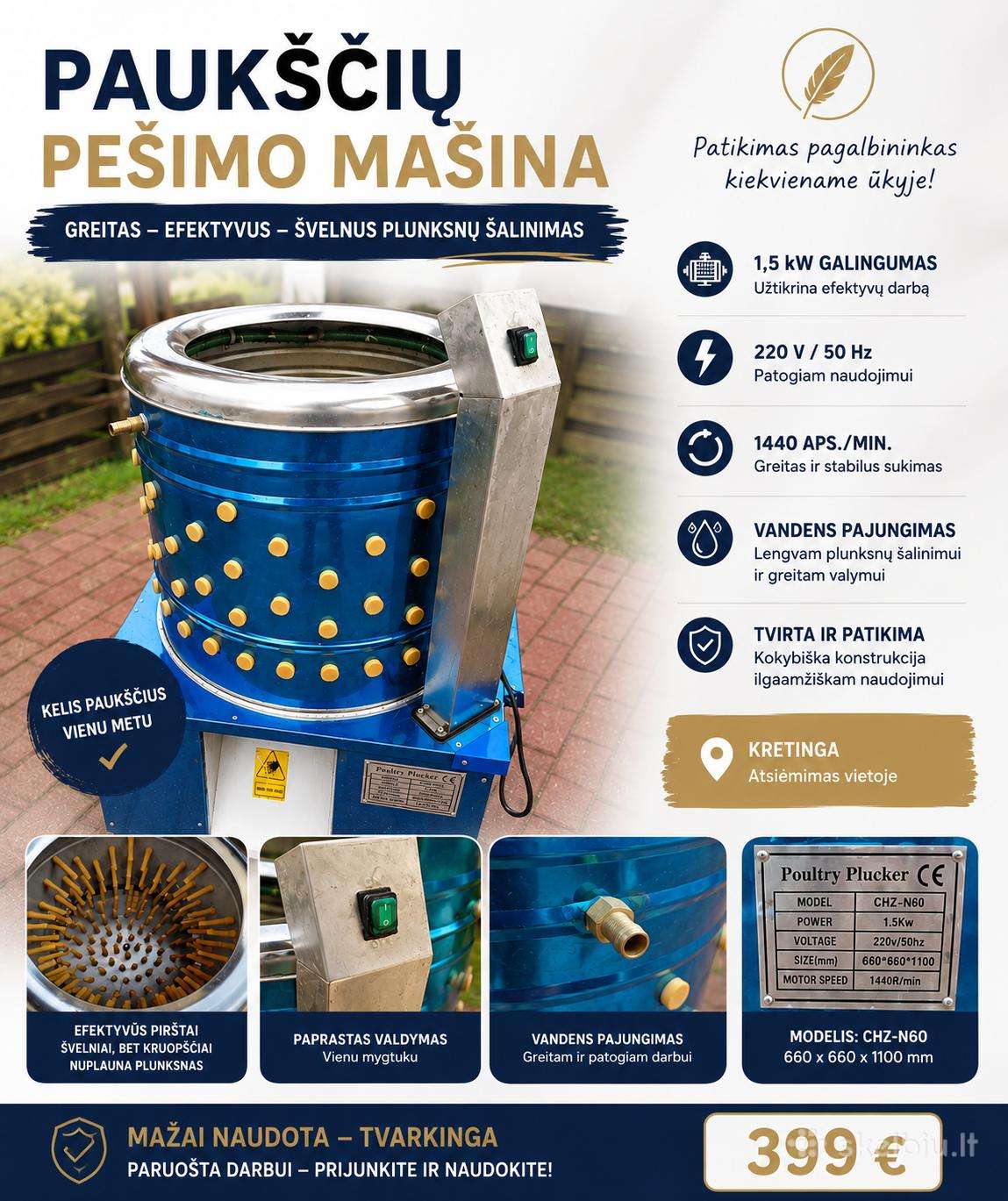 Paukščių pešimo mašina
