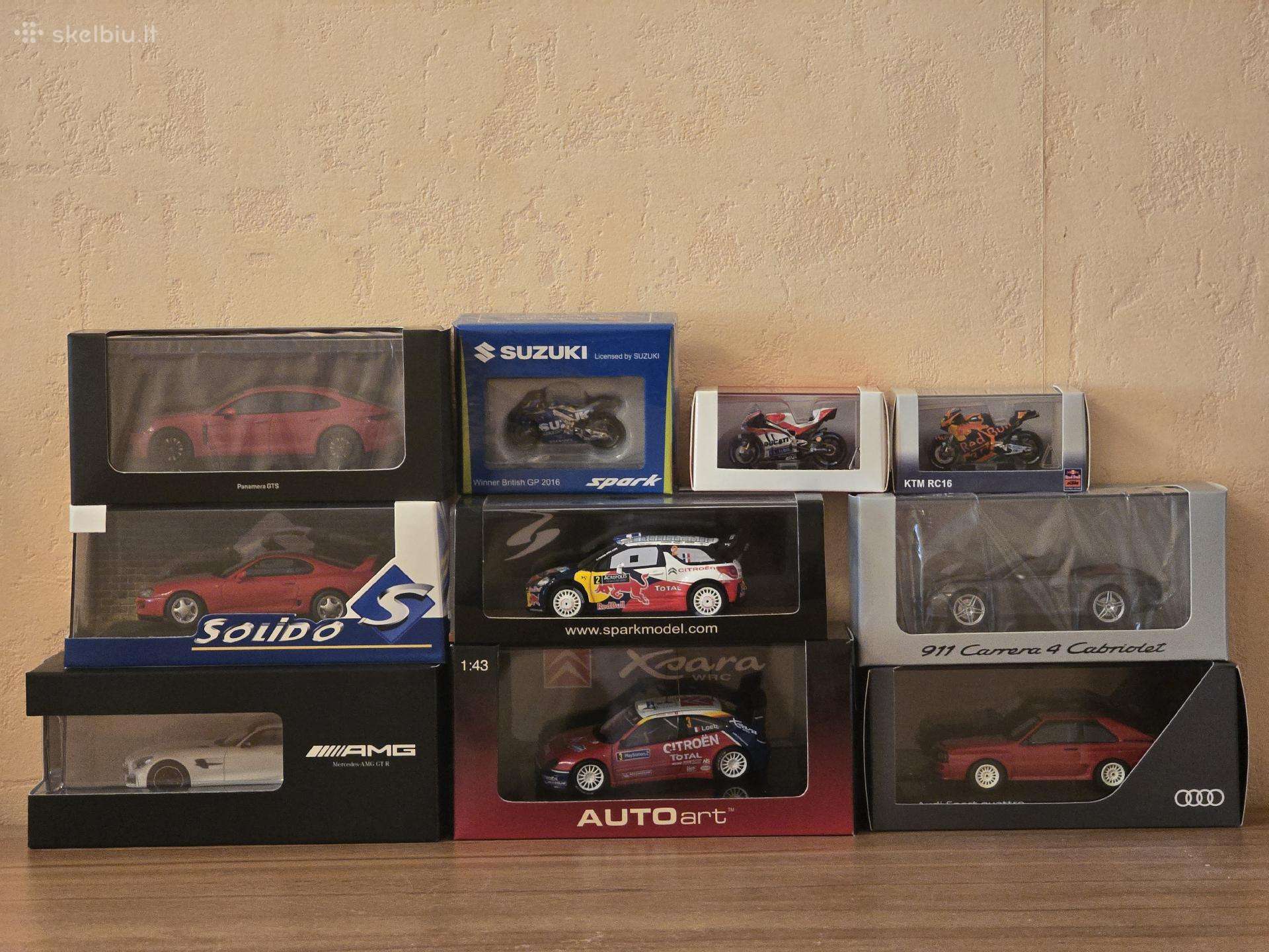 1/43 mastelio kolekcinia auto ir moto modeliukai