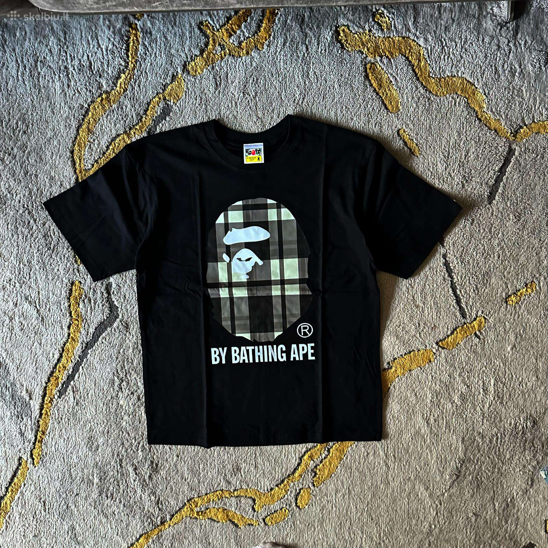 Bape marškinėliai juodi, languota bedžionė