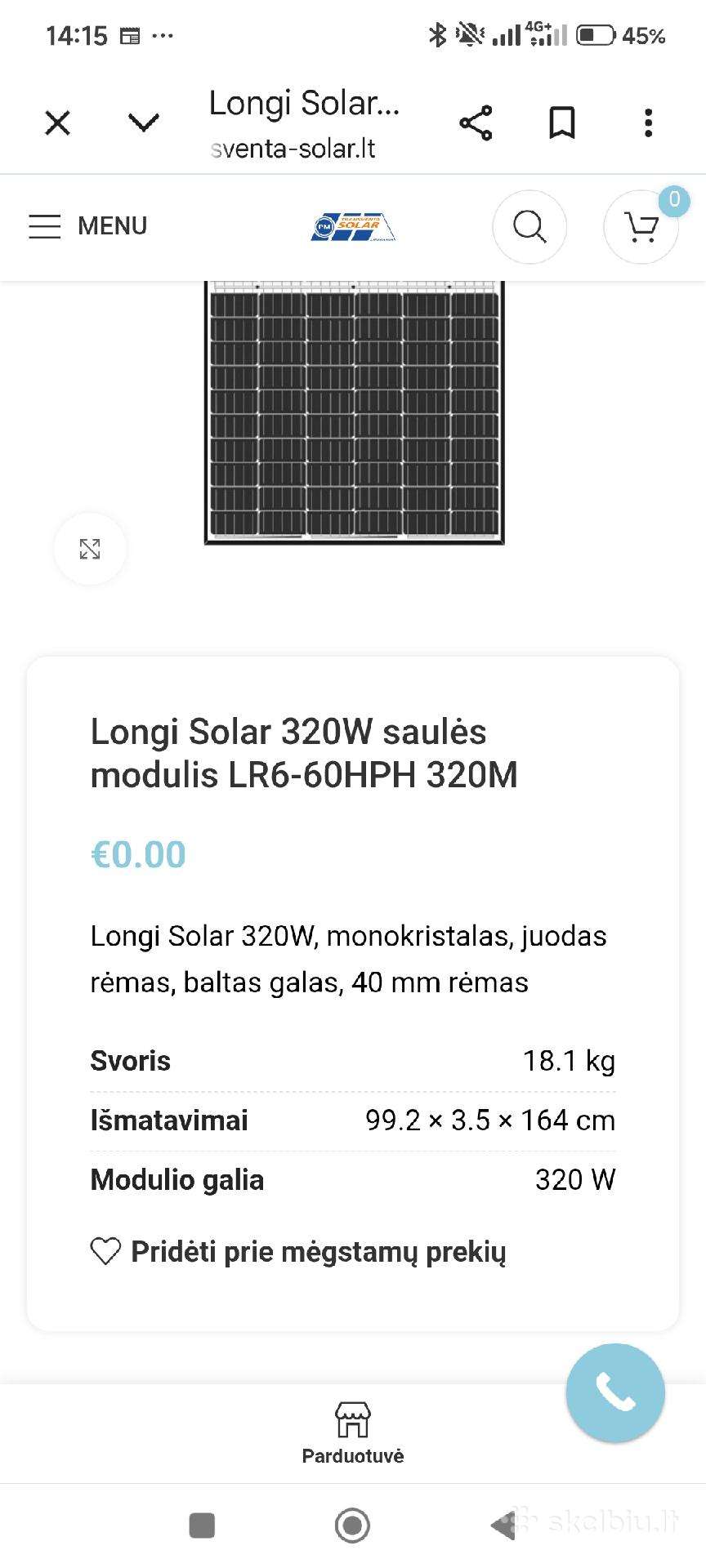 320 w saules modulius Longi Solar