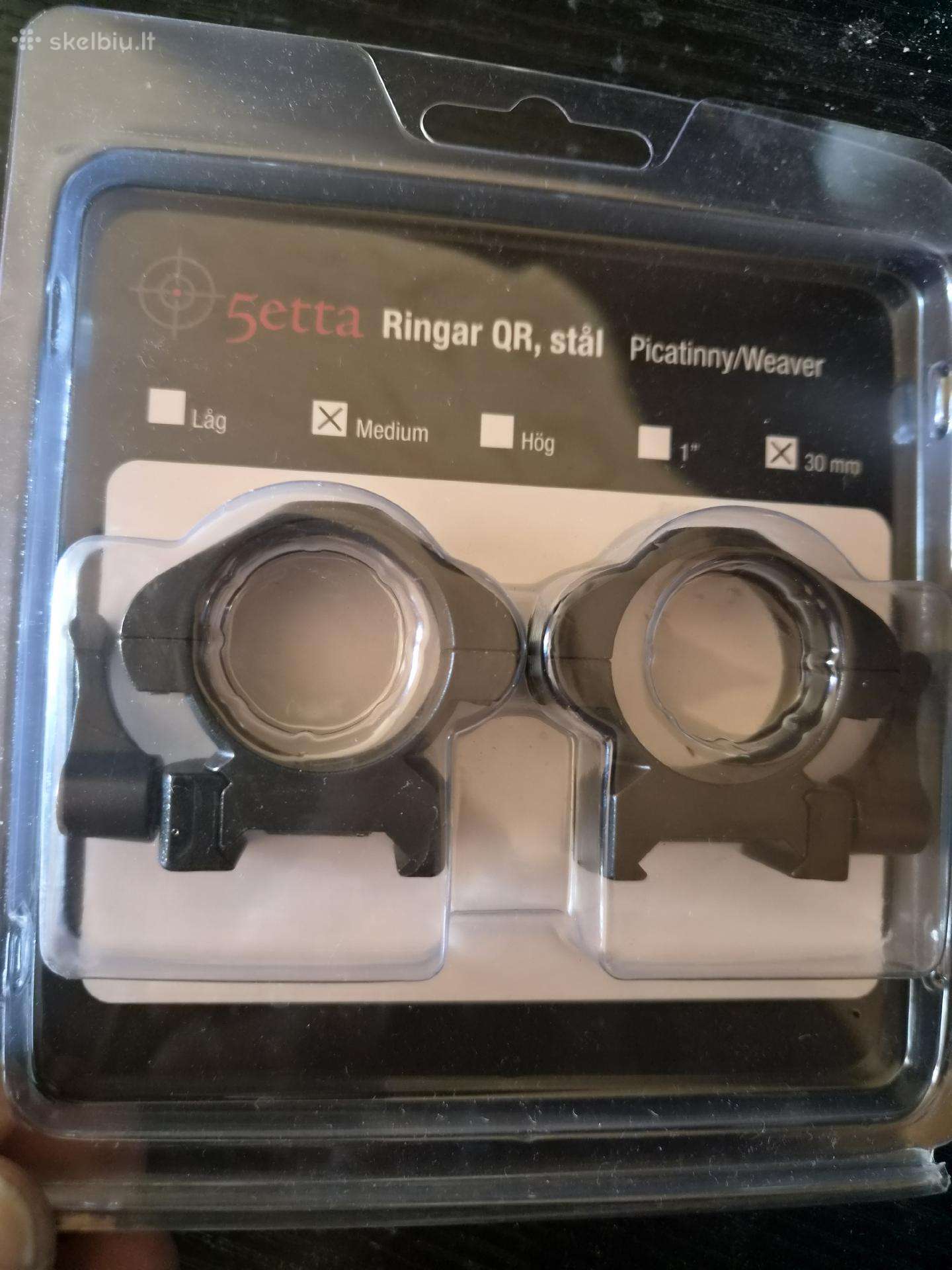 Plieniniai 30mm optikos laikikliai, žiedai optikai