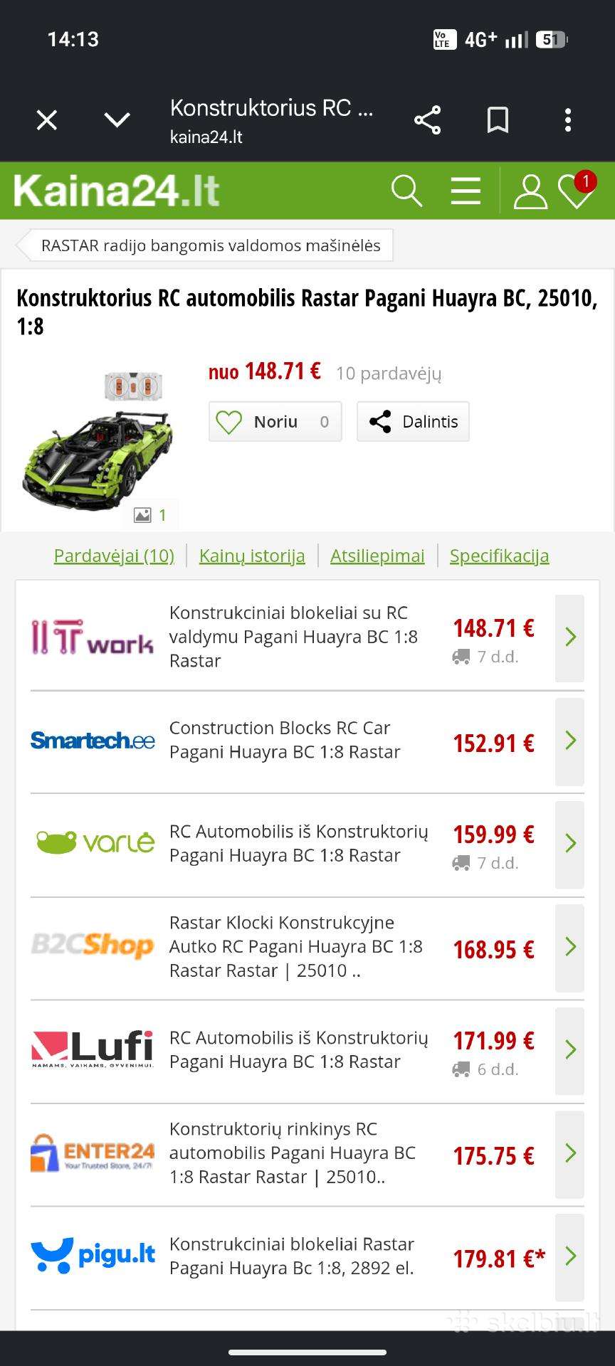 Konstruktorius automobilis Rastar Pagani Huayra