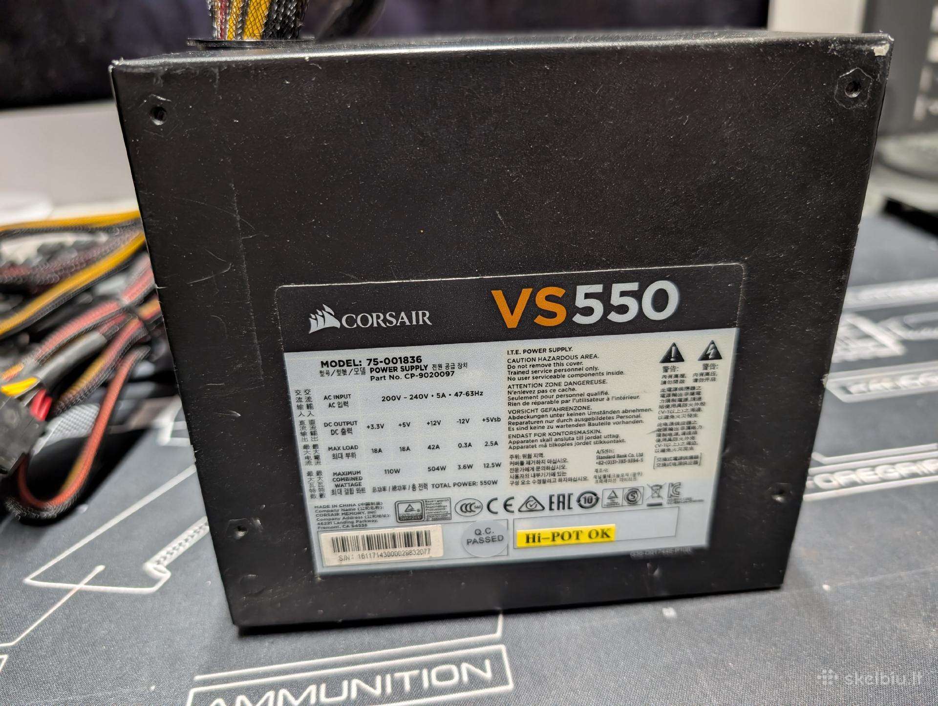 Corsair Vs550 maitinimo blokas