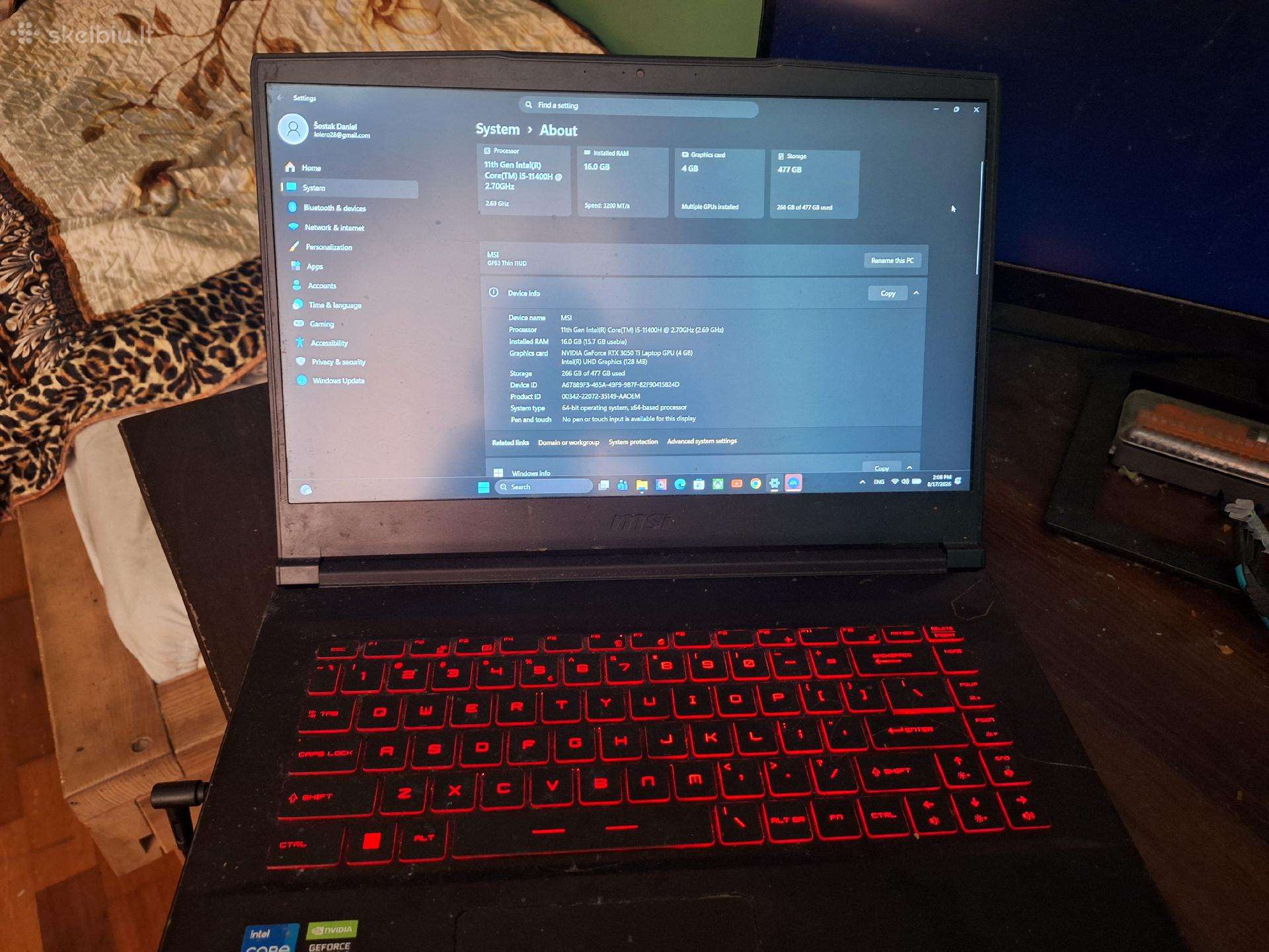Parduodu Gf63 Thin 11ud + Xbox one 512gb