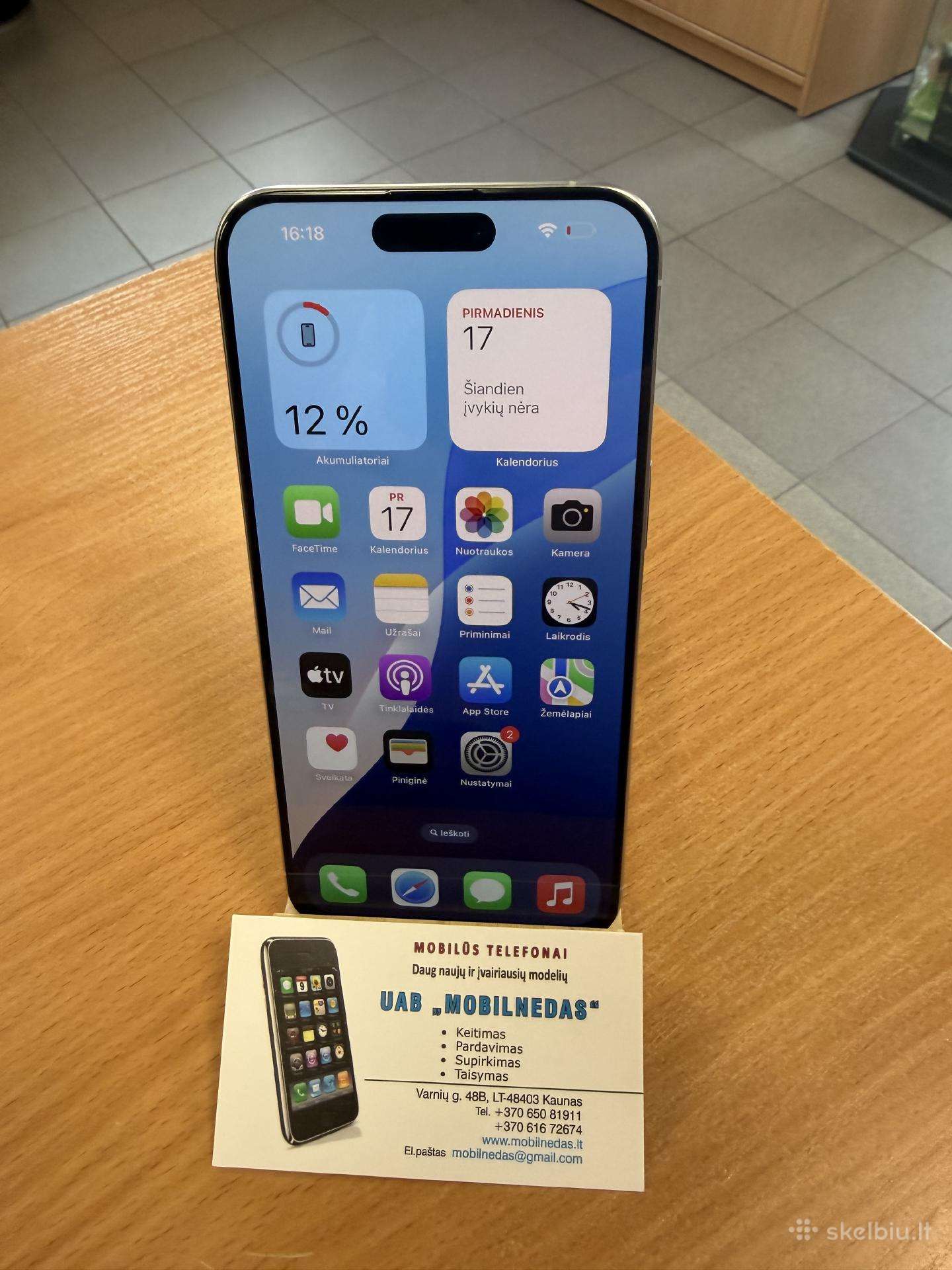 iPhone 15 Pro Max 1tb White Kaina 550eur