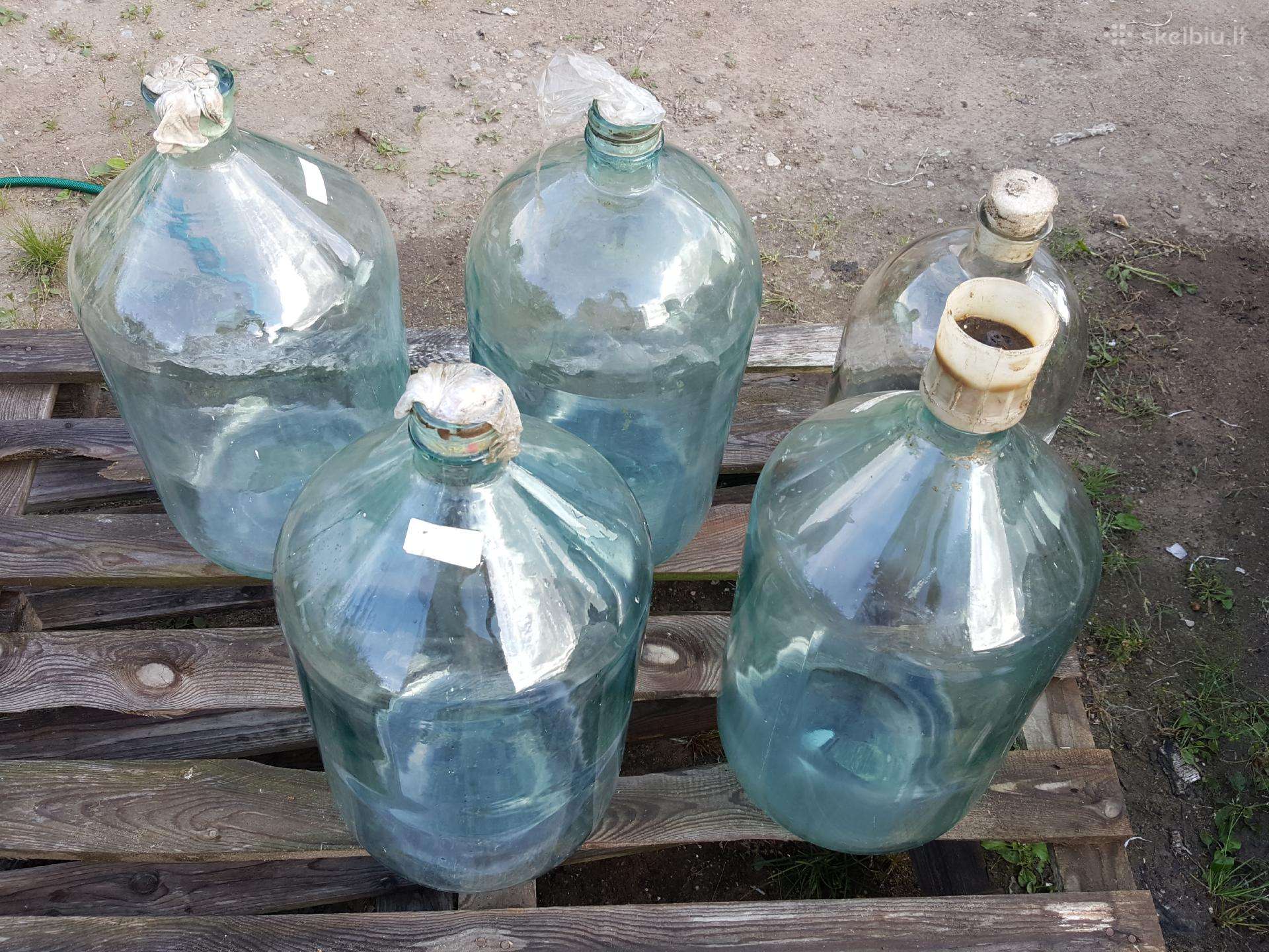Stiklinės talpos, buteliai vynui, 10l, 20l
