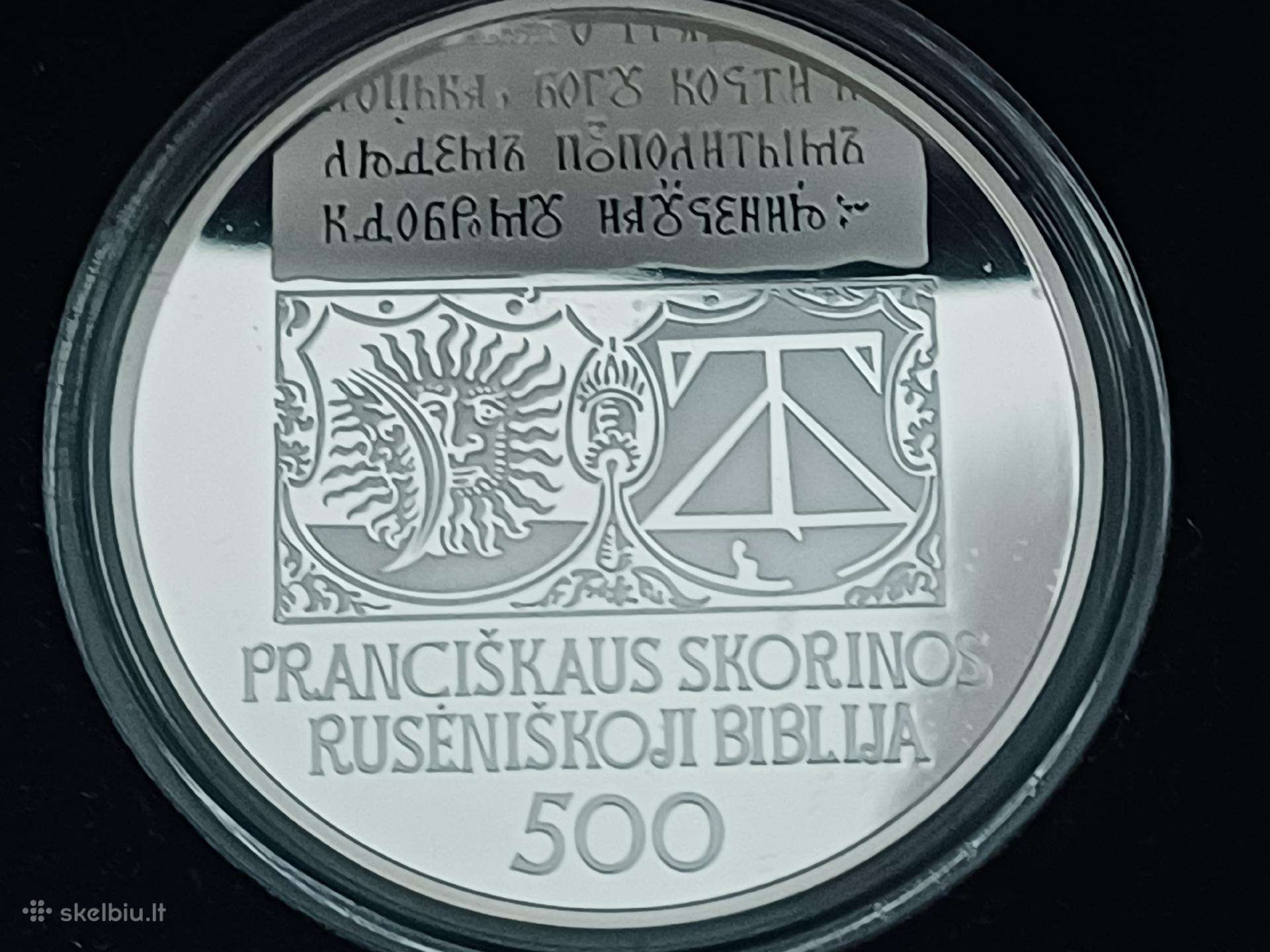 Skorinos Biblija Lietuva 20 eurų sidabrinė moneta