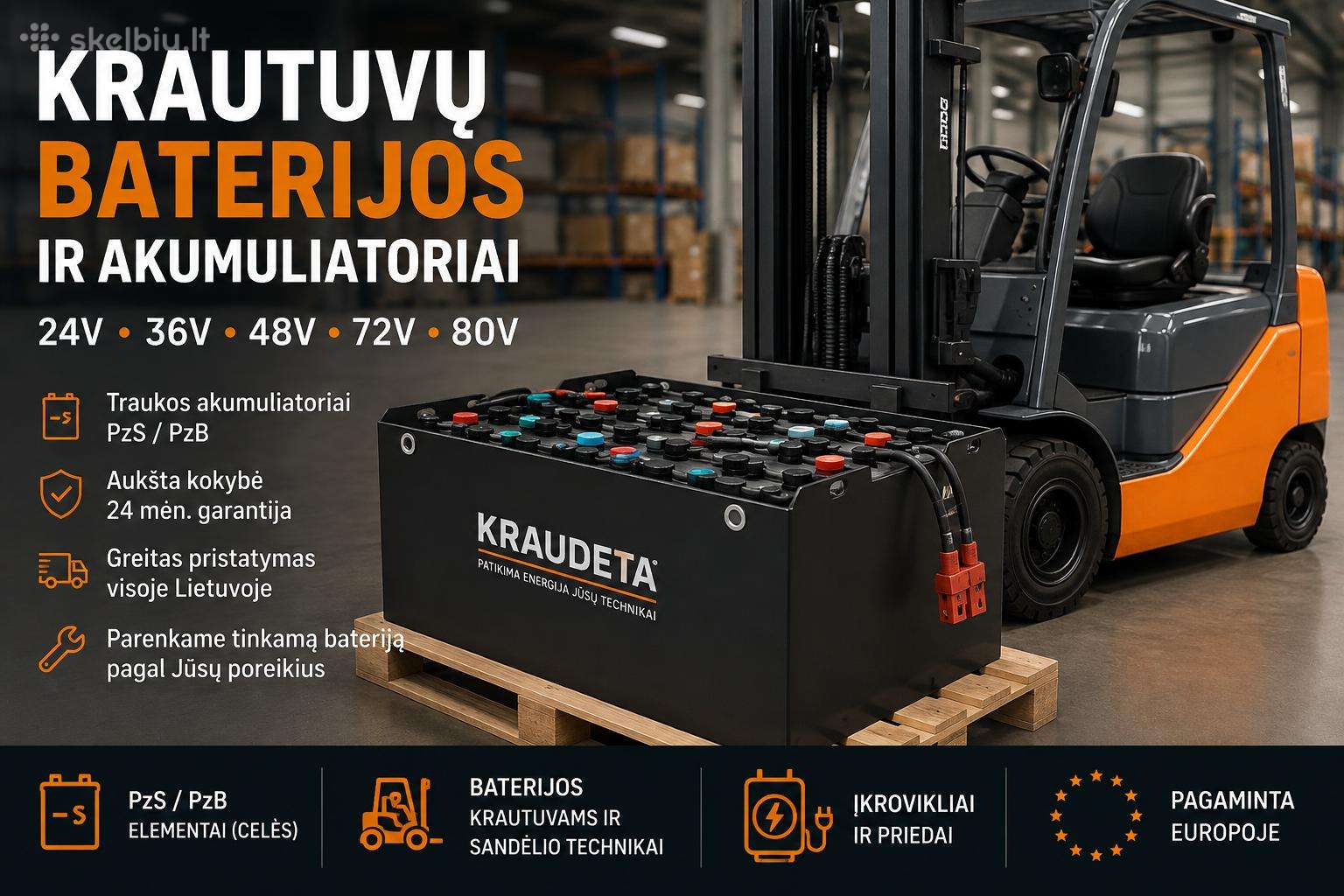 Krautuvų baterijos ir akumuliatoriai 24v–80v
