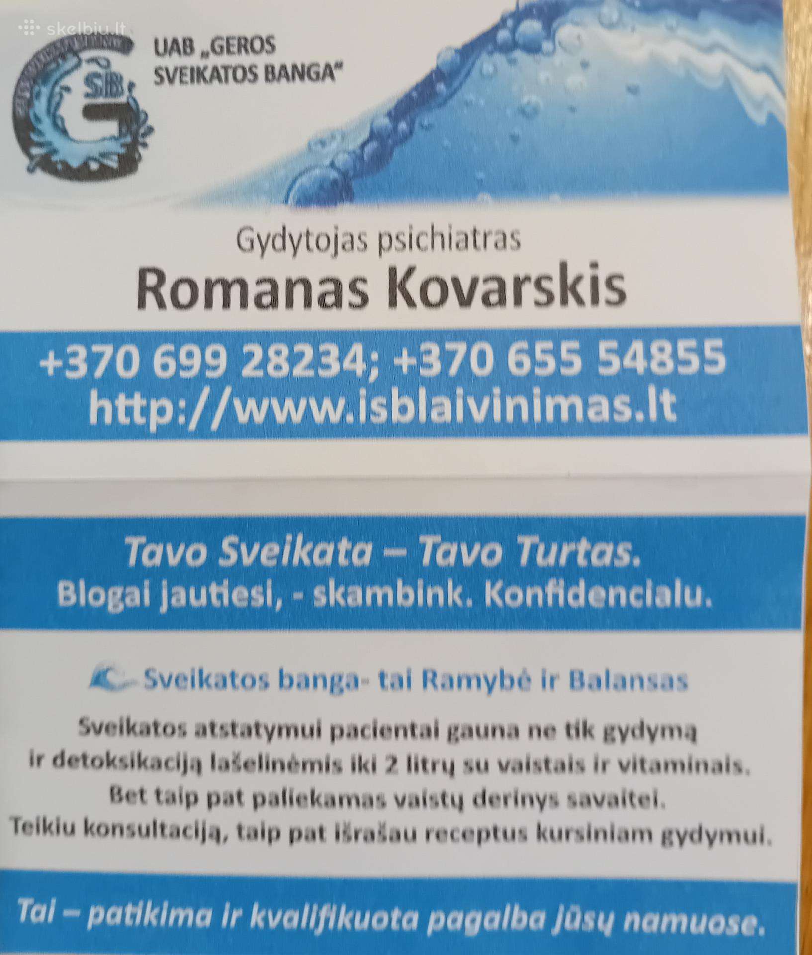 Detoksikacija, išblaivinimas,psichiatras Kaune
