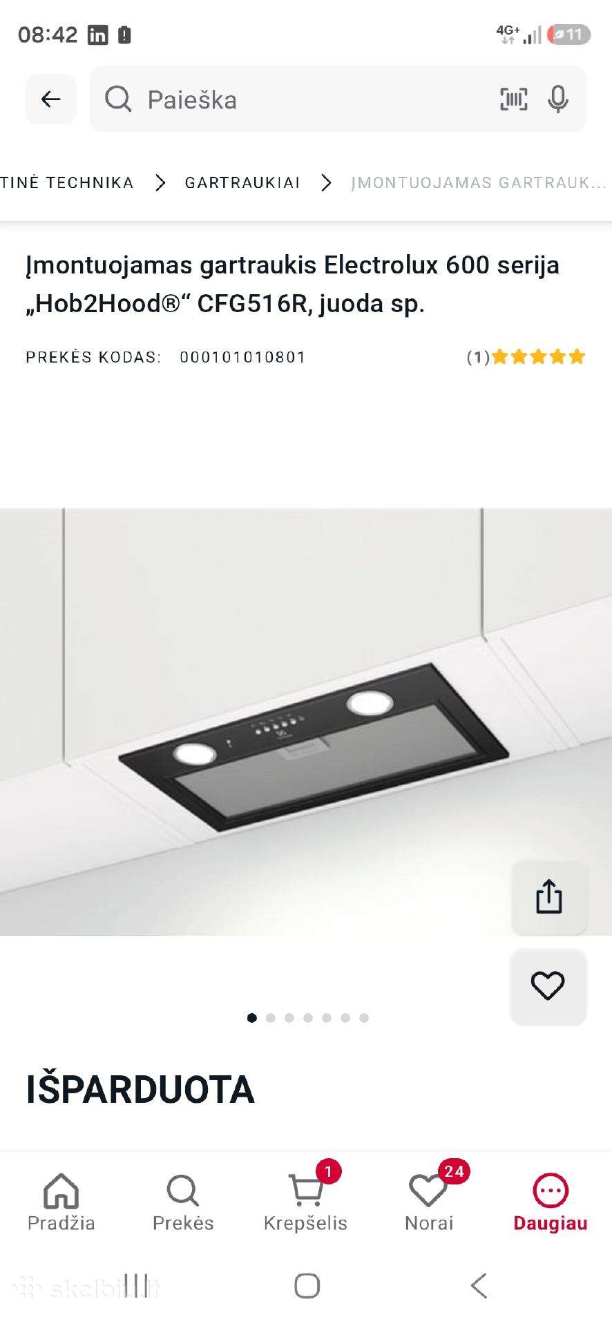 Įmontuojamas gartraukis Elektroliux 600 Hobtohood