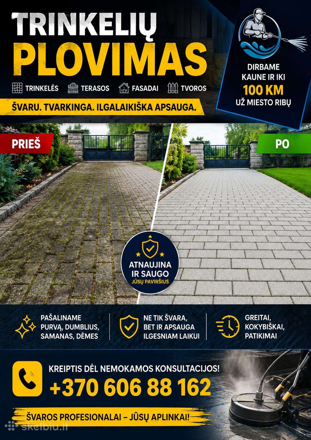 Trinkelių plovimas, fasadų plovimas