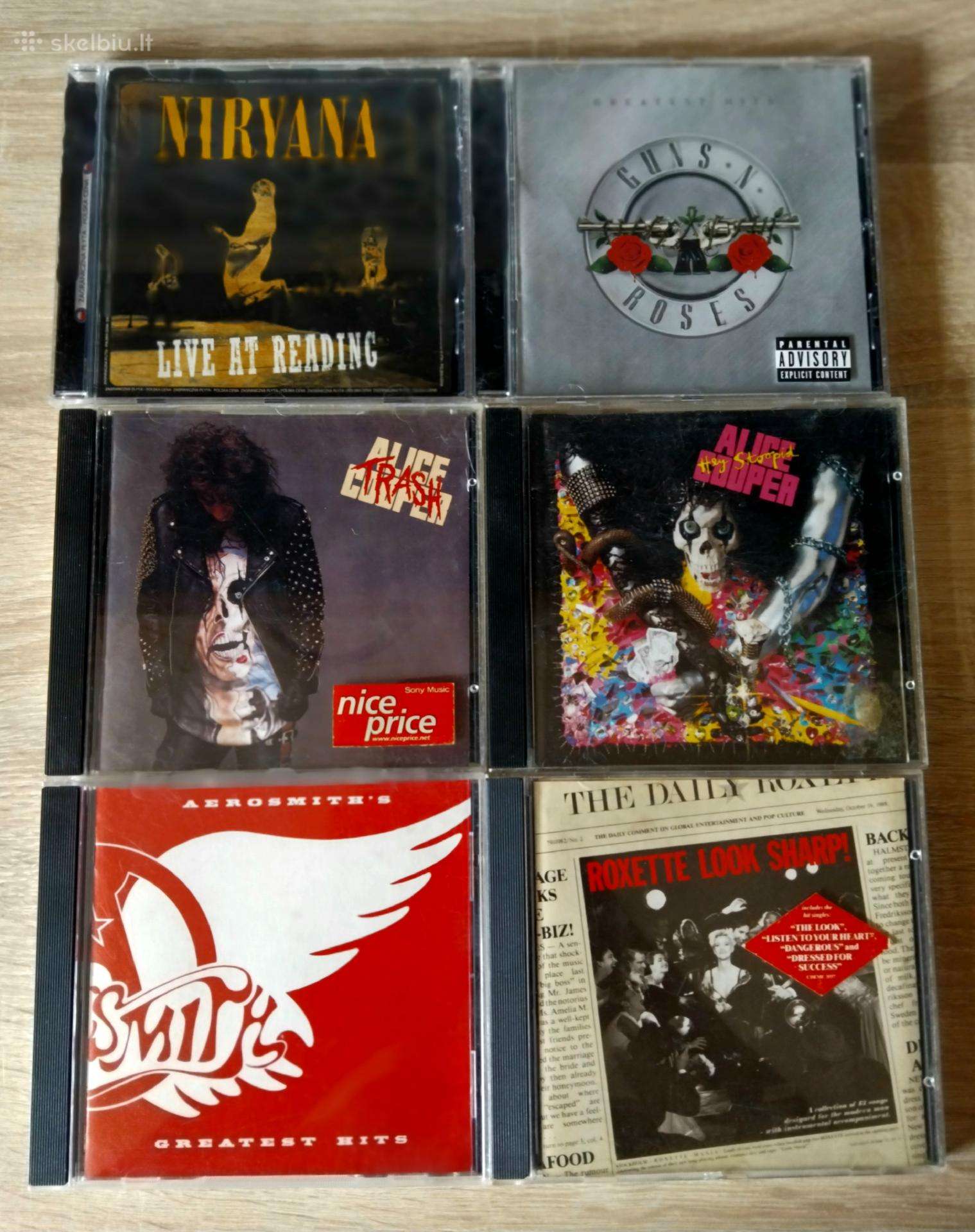 CD diskai Alice Cooper Nirvana Gnr Roxette