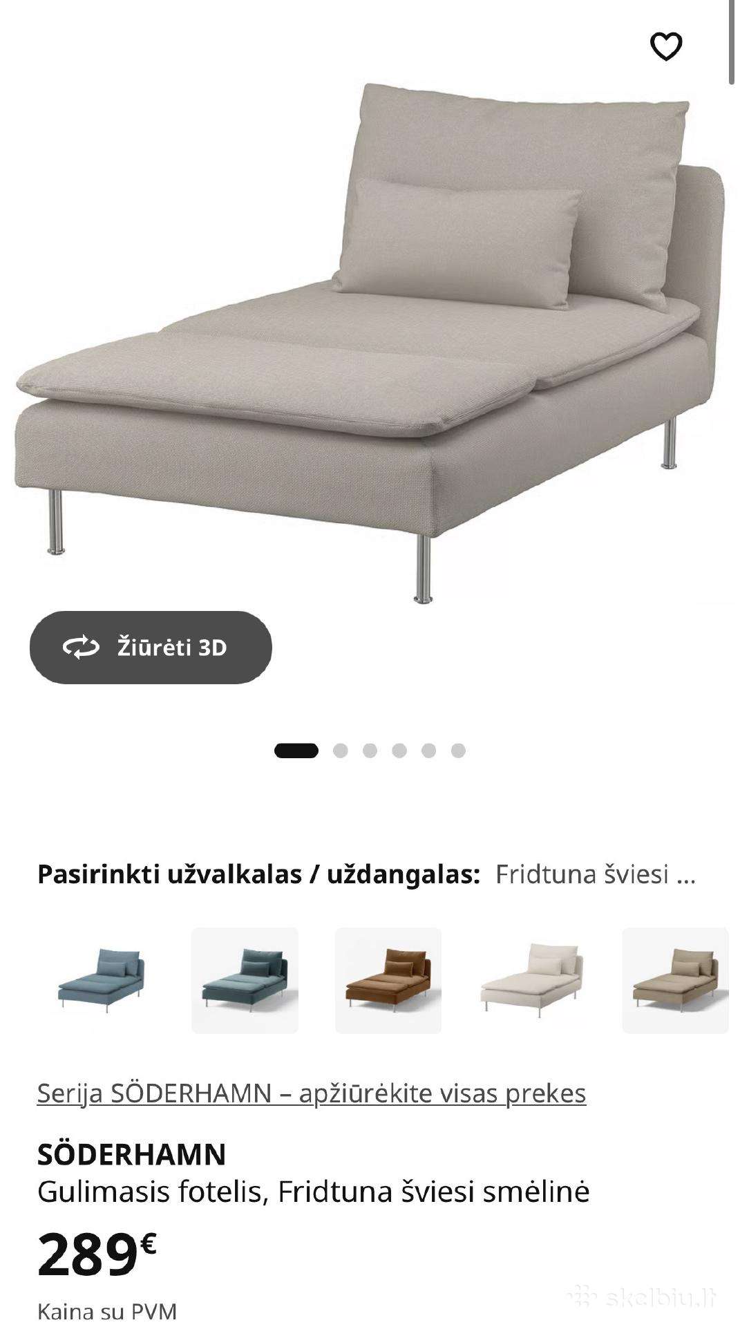 Ikea Soderhamn gulimasis fotelis