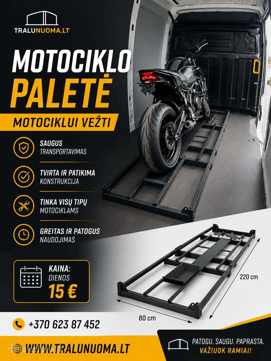 Motociklo paletės nuoma