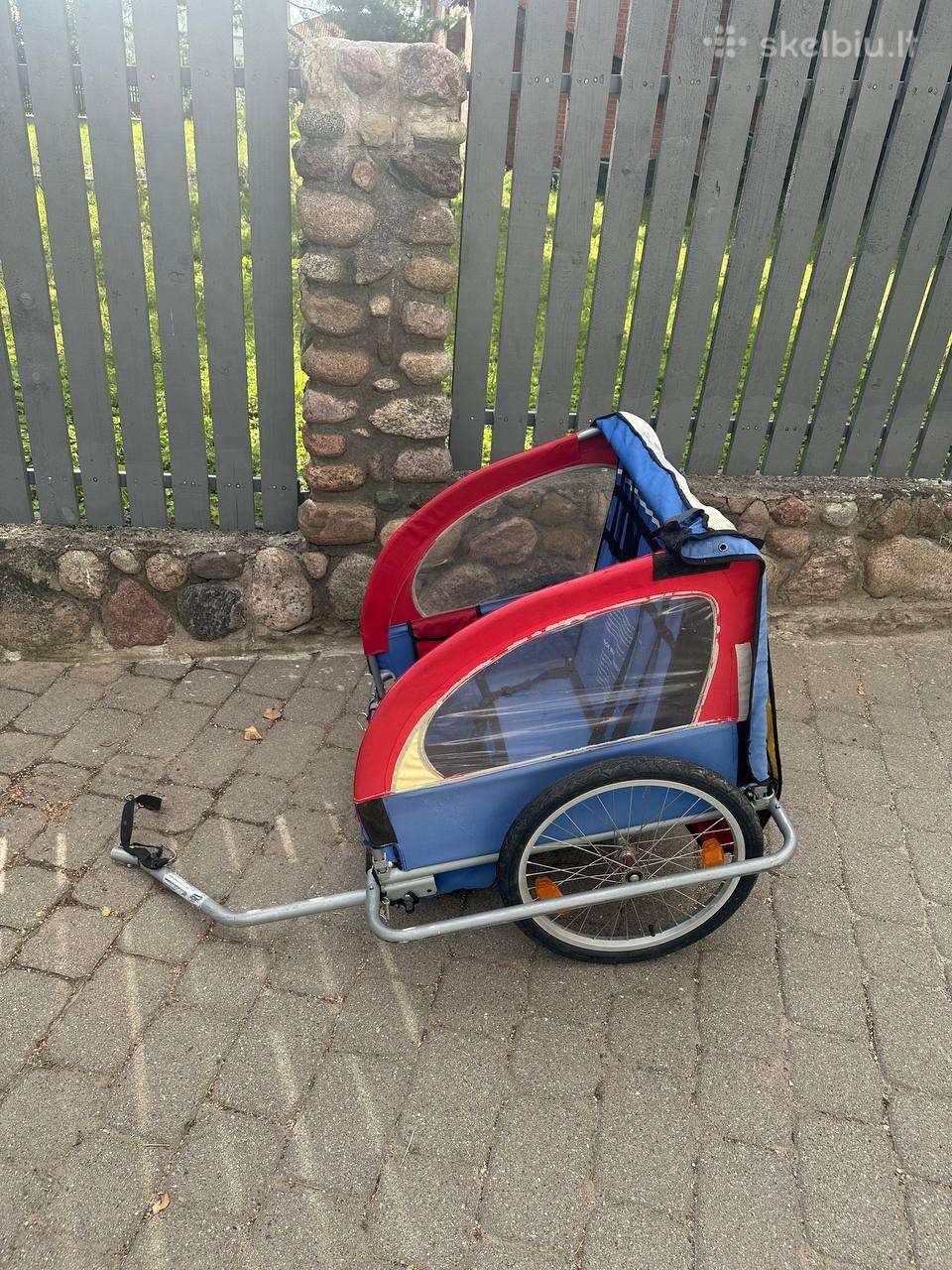Dvivietė vaikiška dviračio priekabėlė