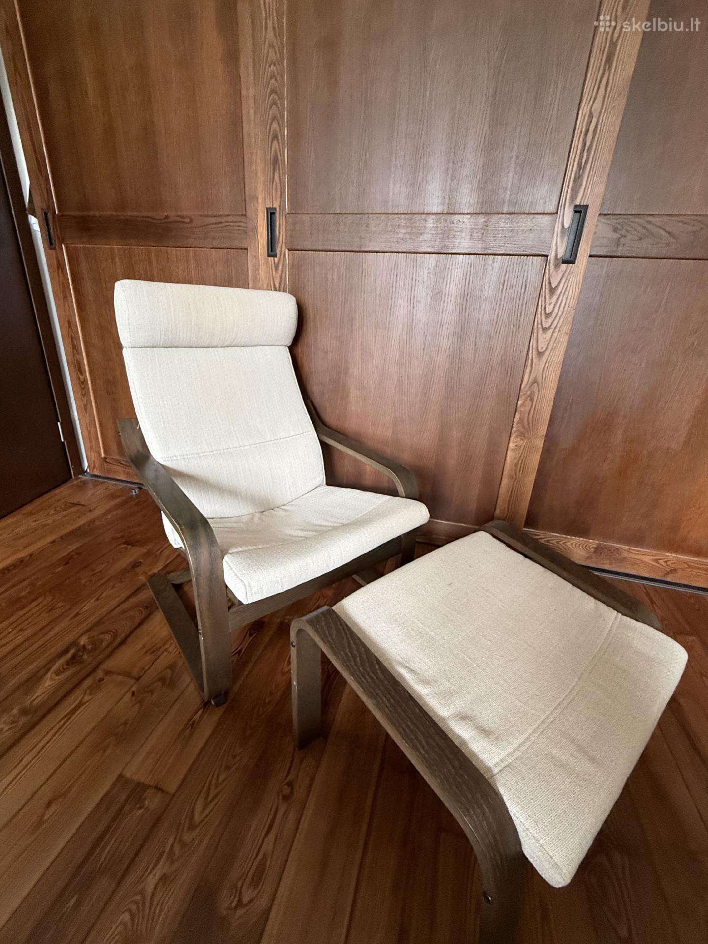 Ikea “poäng“ fotelis su kojų kede 80€“