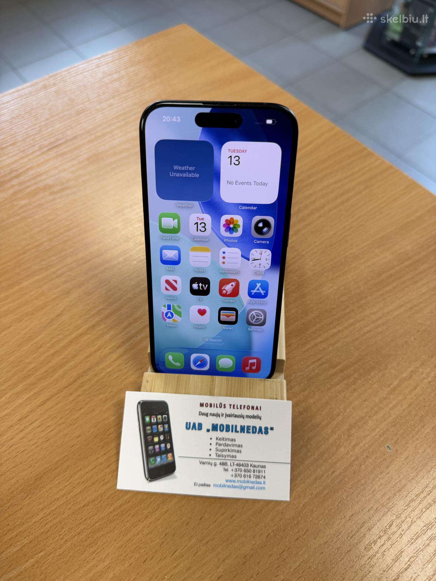iPhone 15 Pro 256gb Blue Kaina 520eur