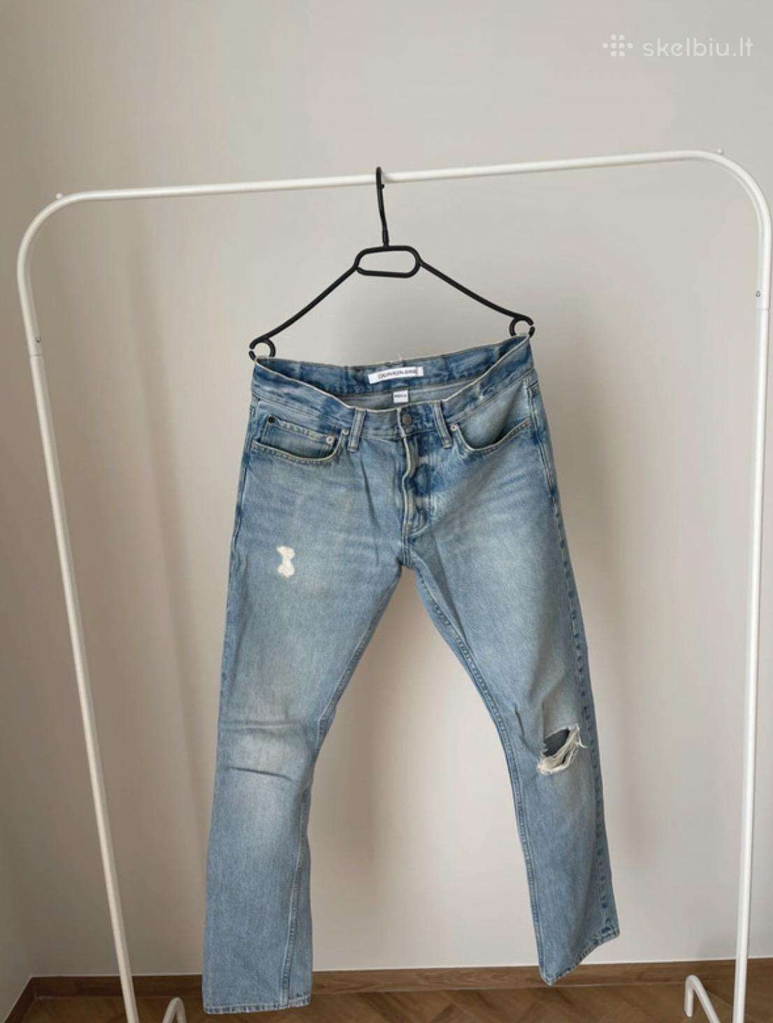Vyriški Calvin Klein šviesūs plėšyti džinsai