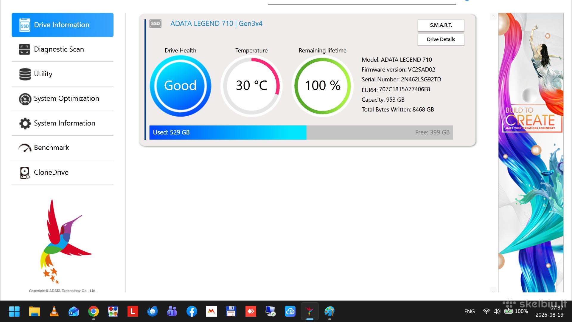 SSD 2280 Adata Legend 710 1tb - skaityk naujas