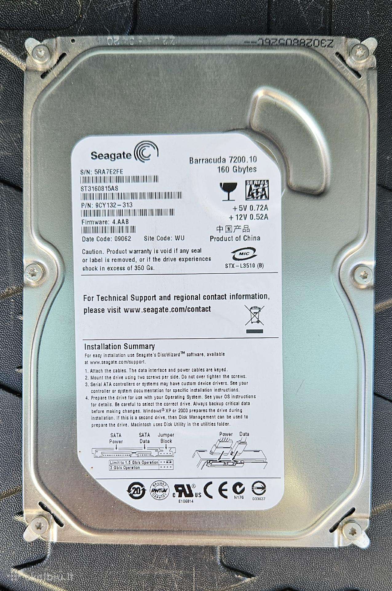 HDD Seagate 160gb 3,5'' Sata, stacionaraus komp.
