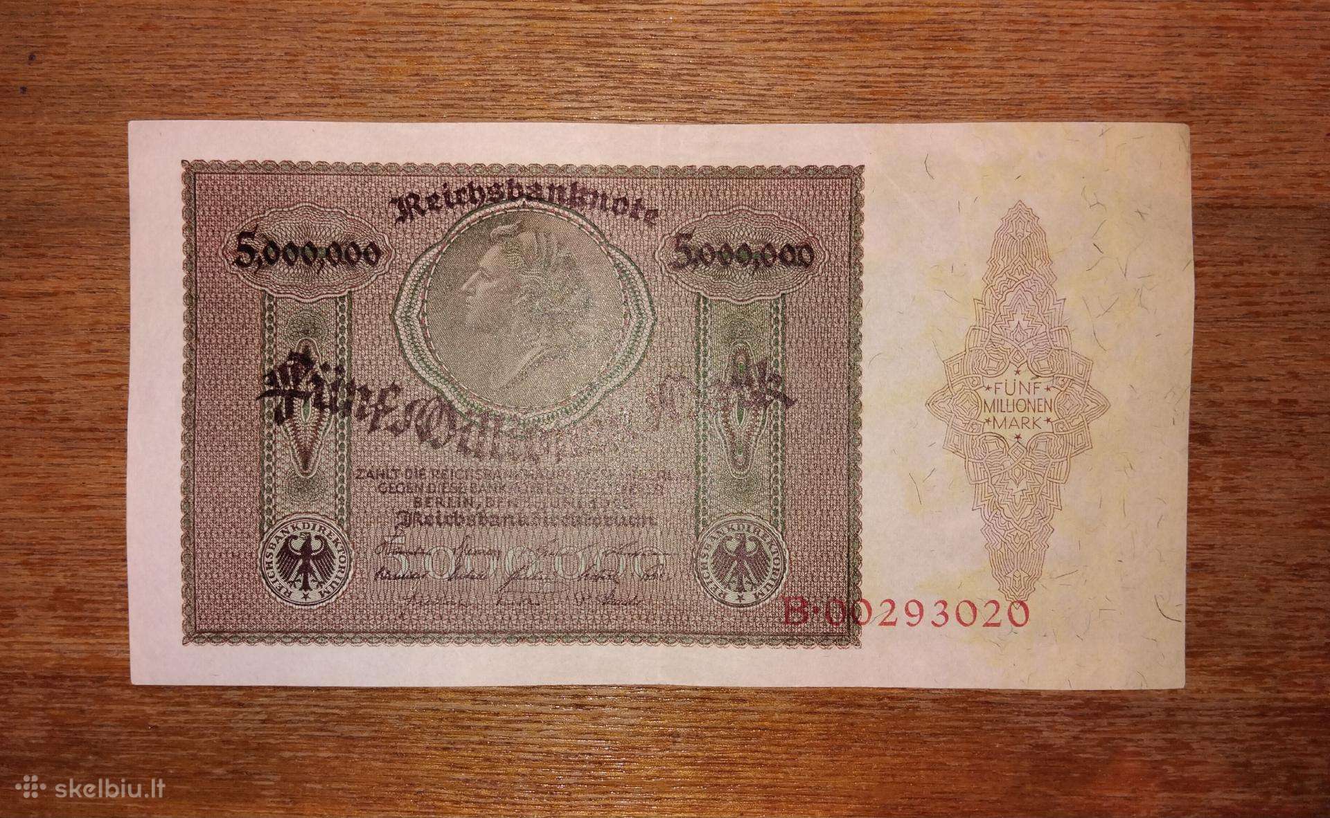 Vokietijos 5 mln markių banknotas