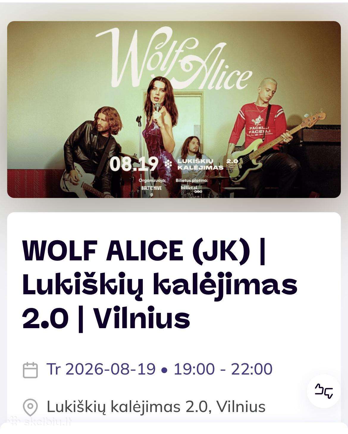Wolf Alice koncertas Lukiškių kalėjimas