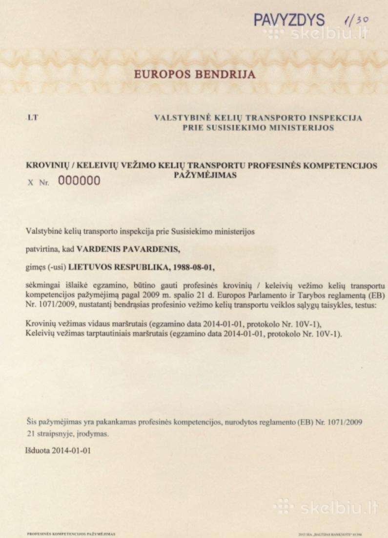 Transporto vadybininkas- Ltsa atstovavimui