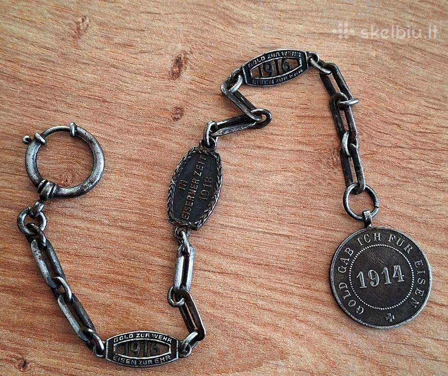 Vokietija 1914-1916 laikrod. grandinėlė ir medalis