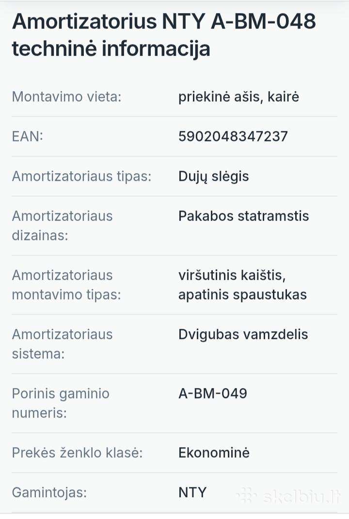 Parduodami amortizatoriai