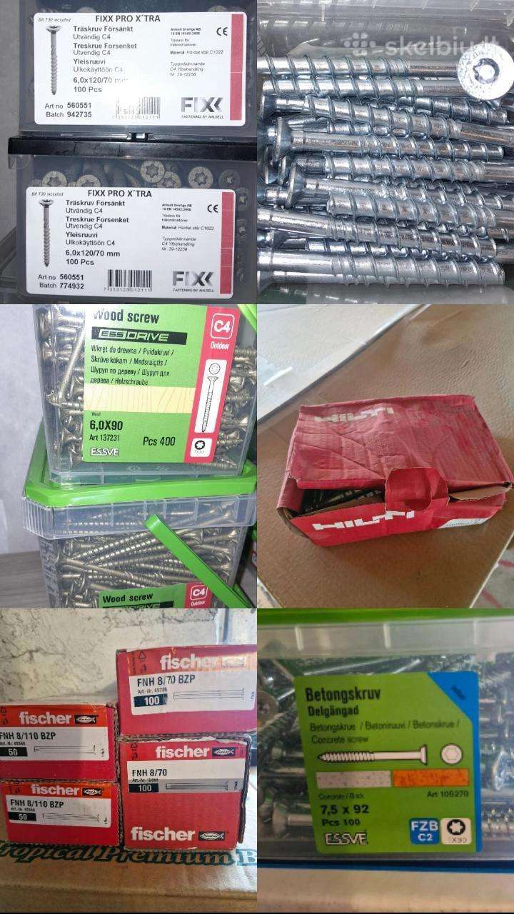 Varžtai Vinys Betonsraigčiai Įvoriniai varžtai