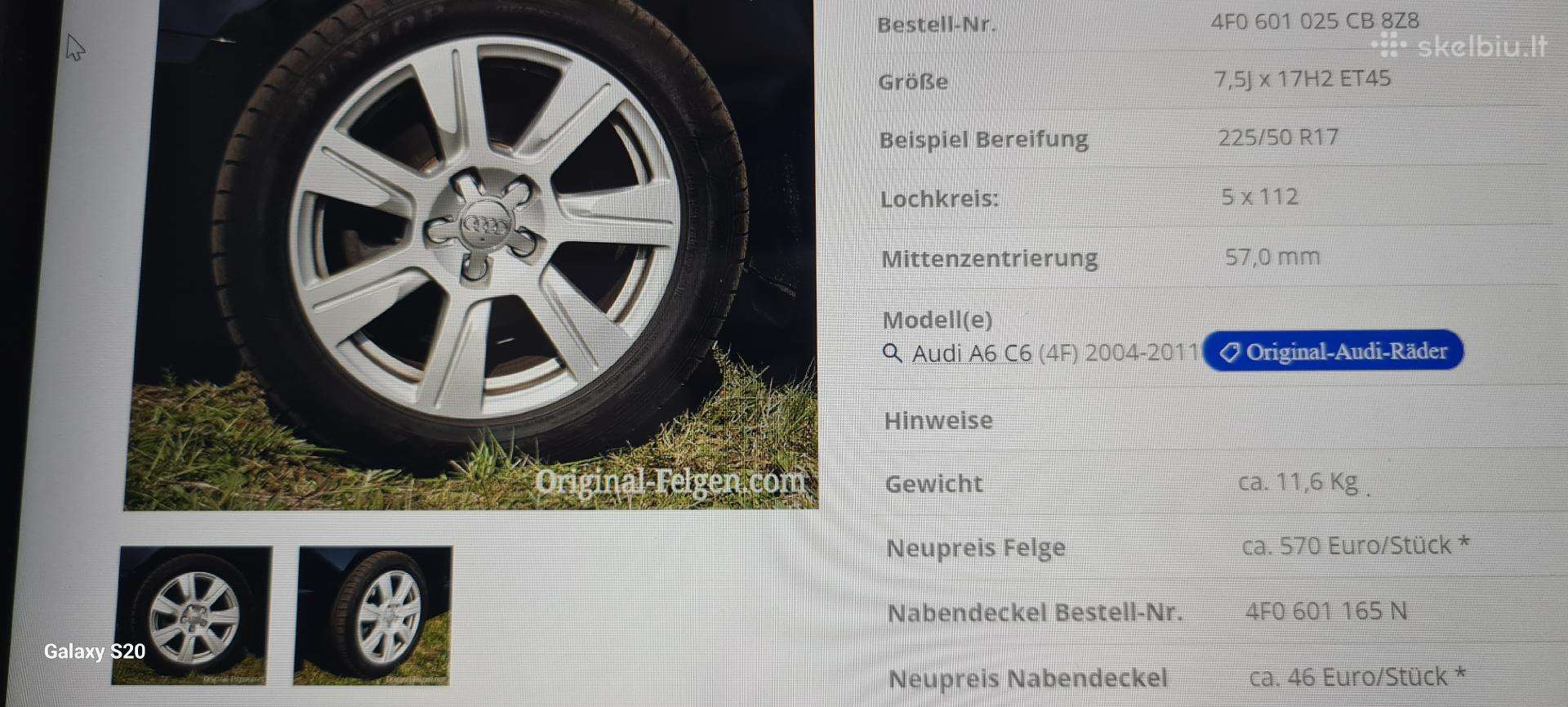 Perku audi a6 c6 originalius ratlankius