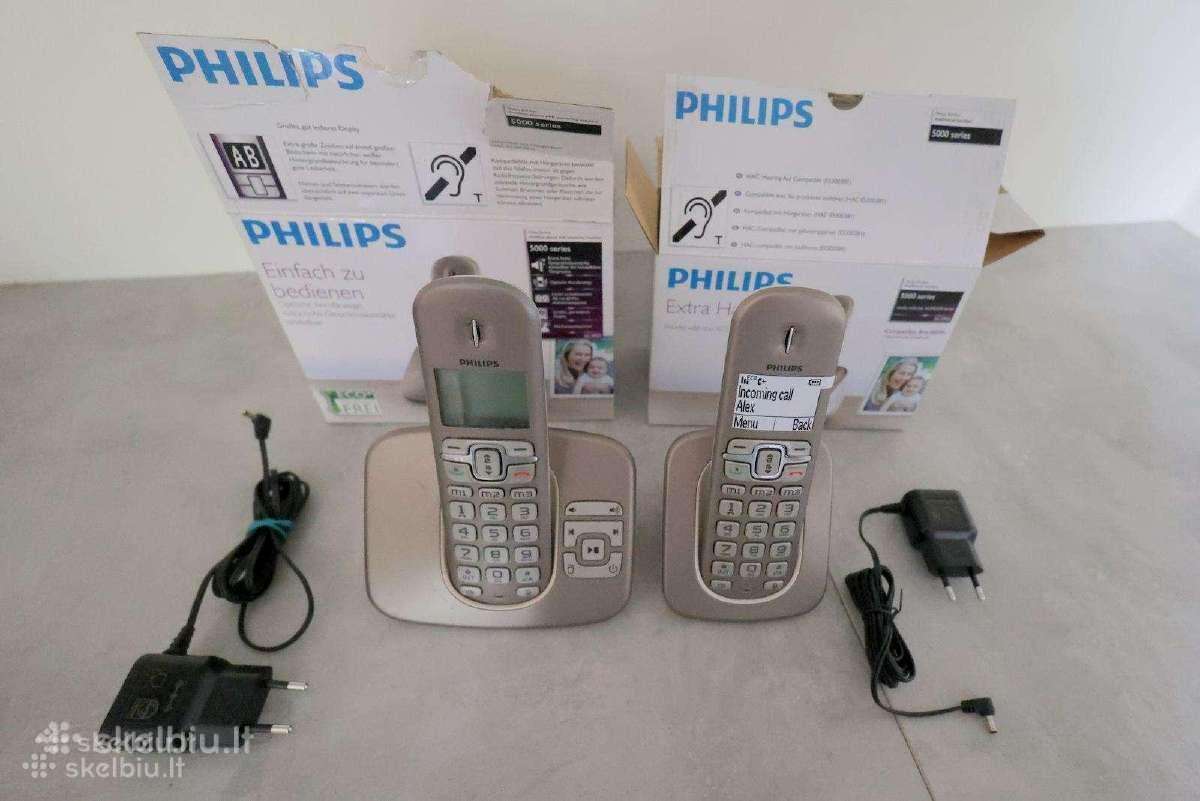Belaidis telefonas Philips su papildomu rageliu