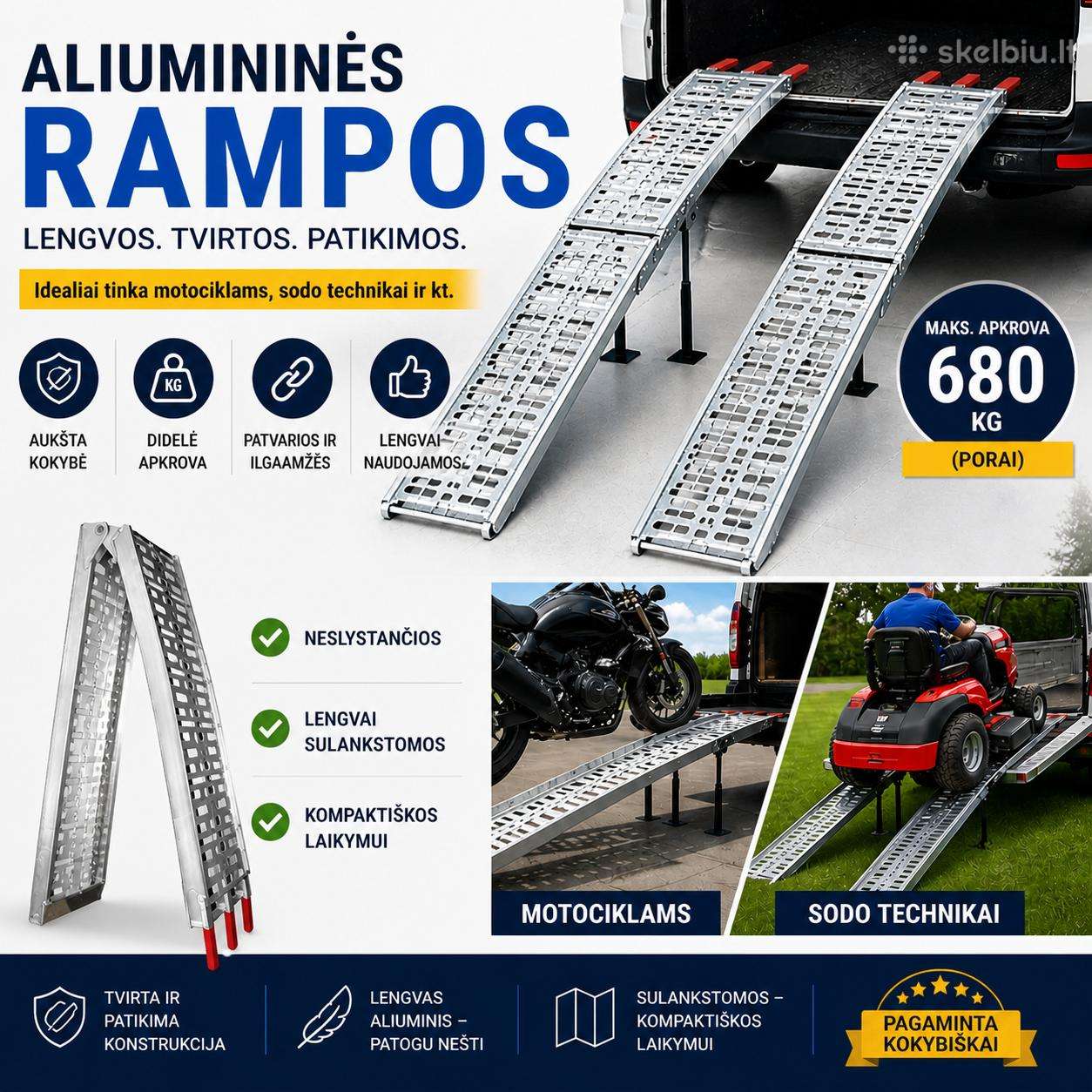Aliuminės pakrovimo rampos, trapai, komplektas