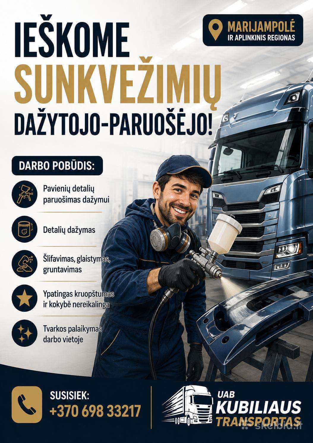 Ieškome sunkvežimių dažytojo-paruošėjo
