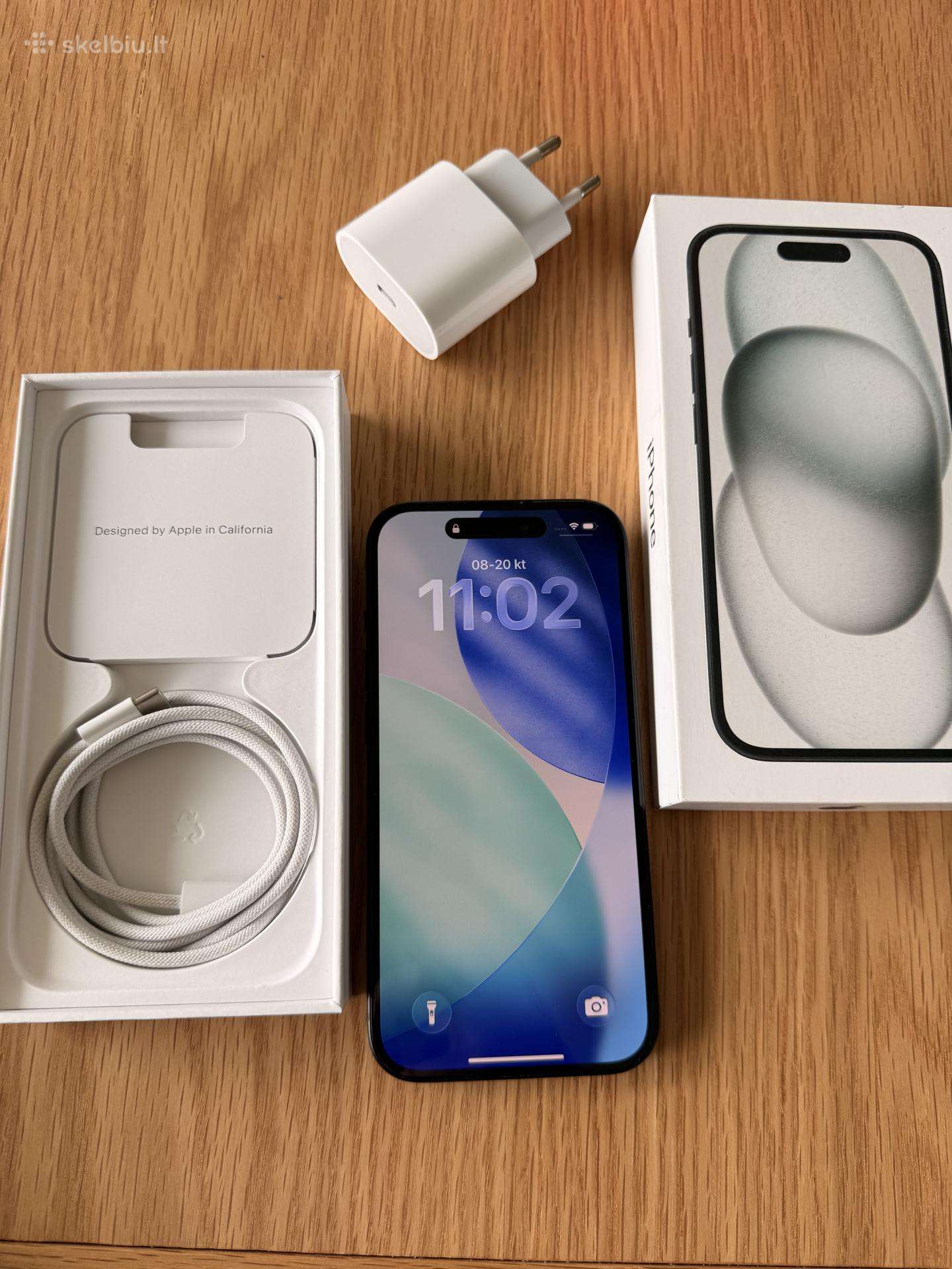 iPhone 15 black 128gb idealios buklės