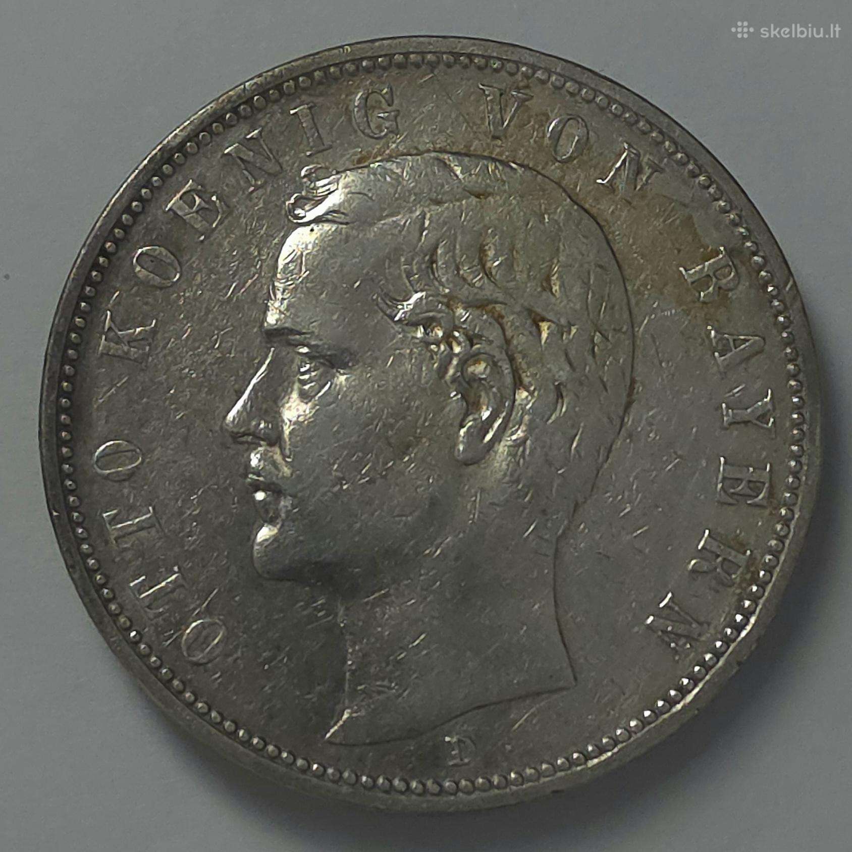 Bavarija 5 Mark 1904 D Otto Koenig Von Bayern