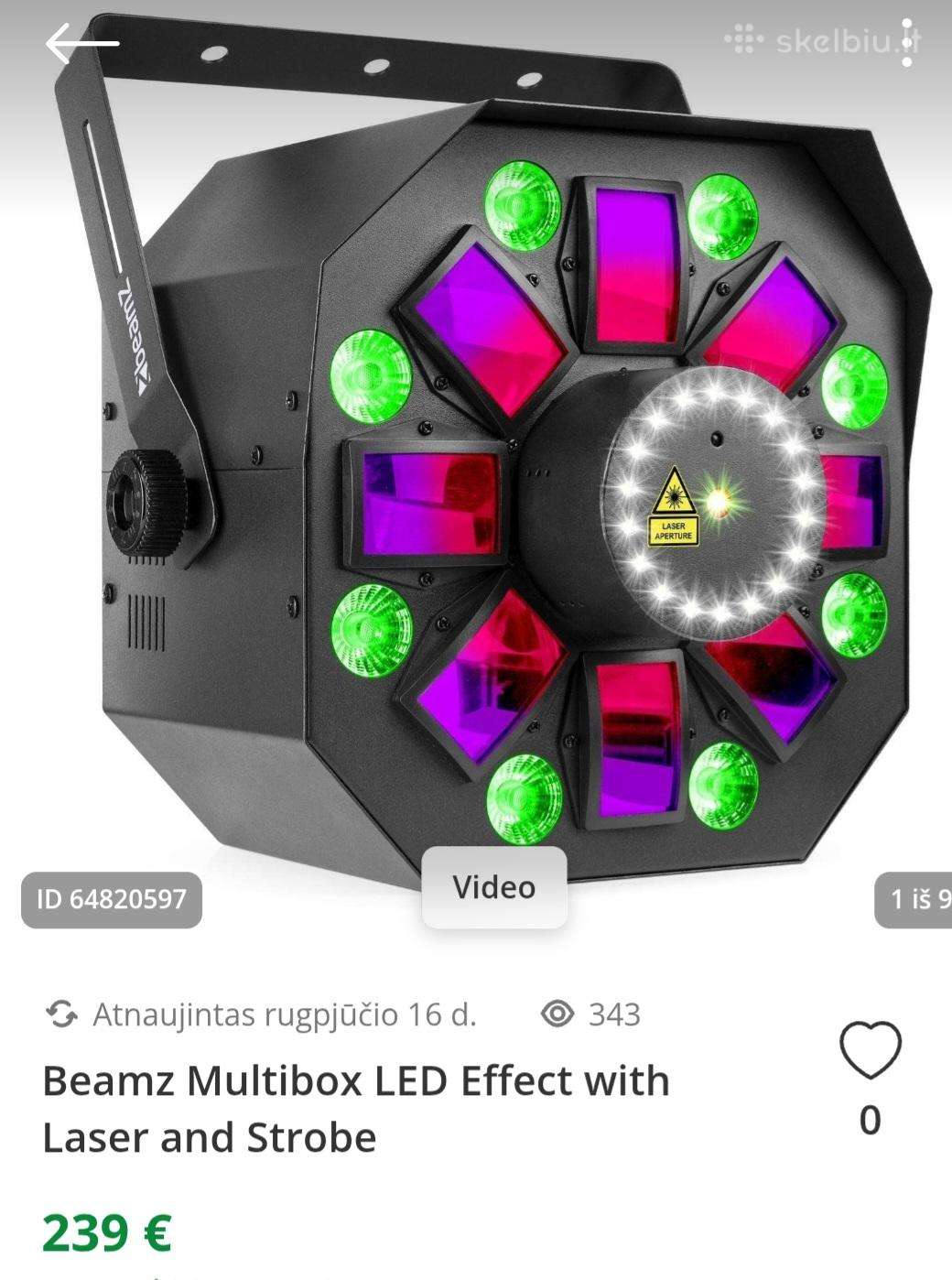 LED efektas ir dūmų mašina